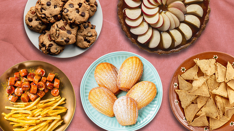 collage of foods invented by women against pink background