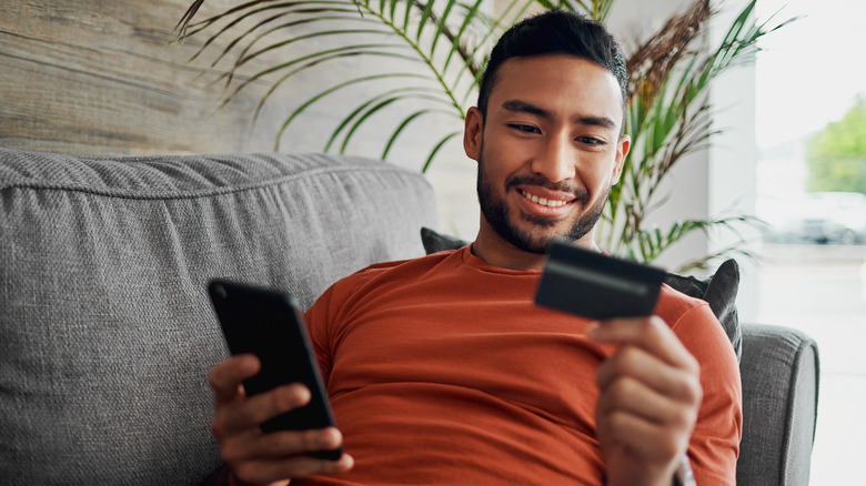 Holding phone and card
